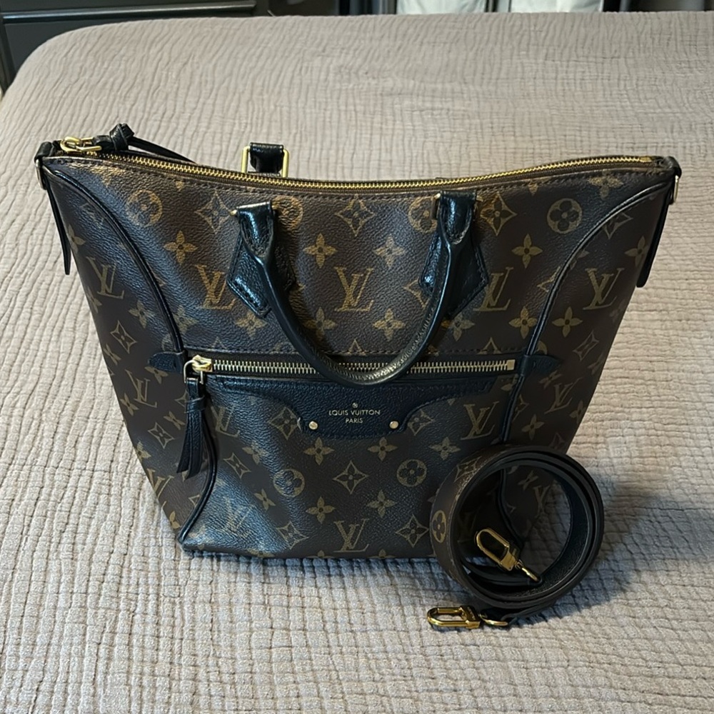 Louis Vuitton Brown Monogram Tote Bag with Leather Handles